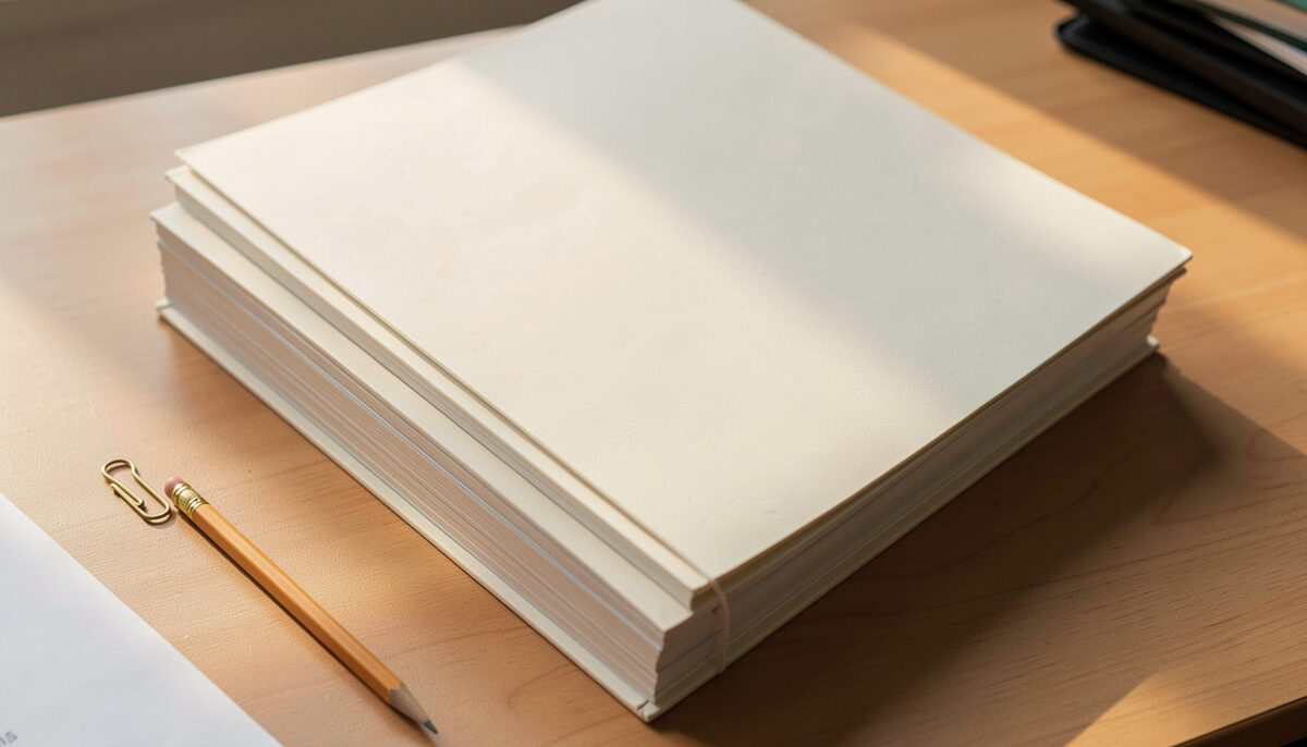 A kitchen table in daylight, a paper folder open beside a laptop, a pen on a printed form, and a coffee cup at the edge of the frame.
